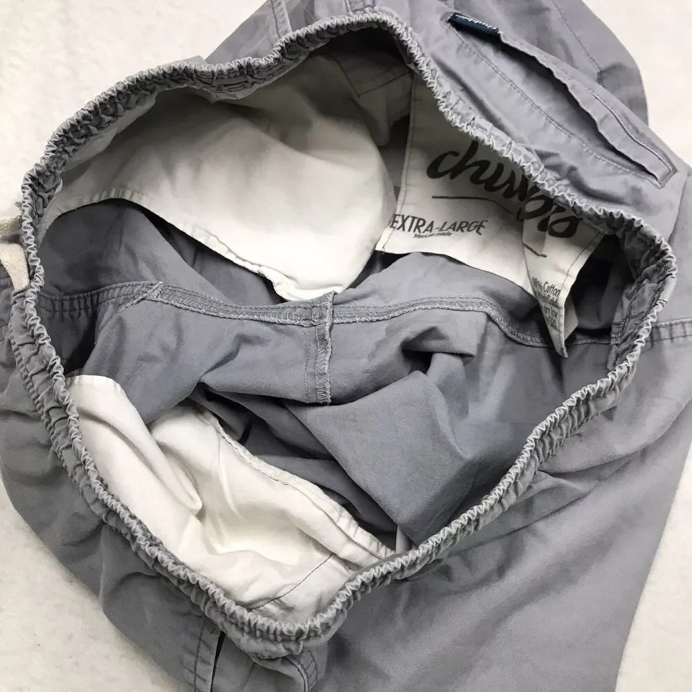 CHUBBIES Off Duty Shorts Men XL 34 Gray Elastic Waist Drawstring Pockets Cotton